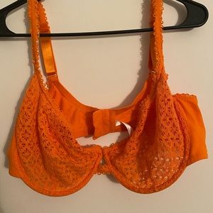 Sexy Sensual  Cacique  Crocheted Orange Bra 44DD